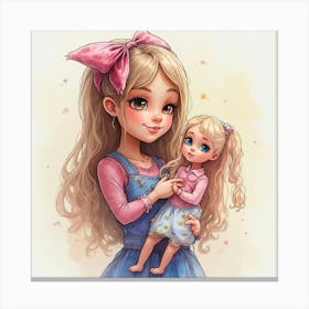 Cute Girl And Cute Doll Toile