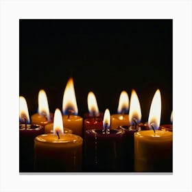 Candles On A Black Background Canvas Print