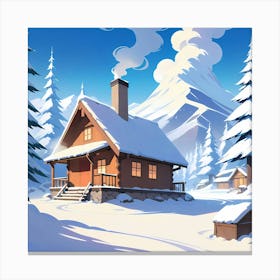 Cabin In The Snow Canvas Print