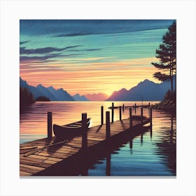 Sunset At The Dock Canvas Print