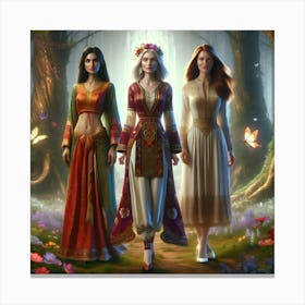 Elves Sisters Of Iceland Dark Forest Canvas Print