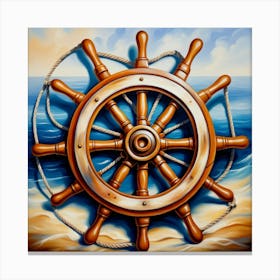 Ship wheel, oil painting 4 Canvas Print