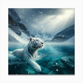 White Tiger In The Snow 1 Canvas Print