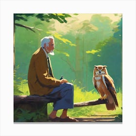 Old Man With Owl Canvas Print
