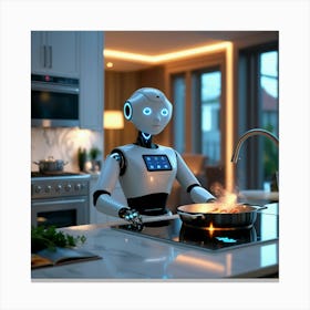 Leonardo Phoenix 10 A Sleek Silver And Minimalist Robot With G 3 Canvas Print