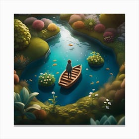 Boy In A Boat In A Garden Canvas Print