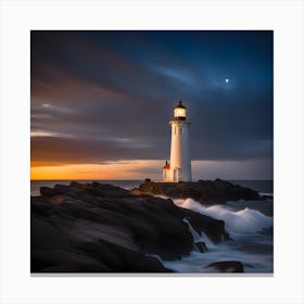 Lighthouse At Sunset Canvas Print