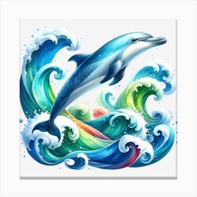 Dolphin In The Ocean Canvas Print