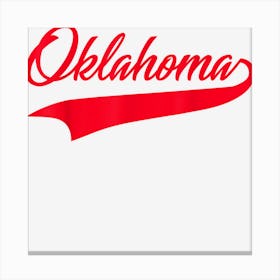 Oklahoma Ok Vintage Varsity Style Red Text Canvas Print