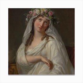 Young Woman In A White Dress Canvas Print