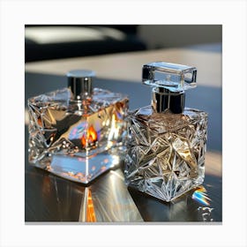 Two Perfume Bottles On A Table Canvas Print
