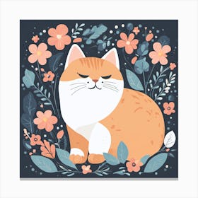 Cat In Flowers Canvas Print