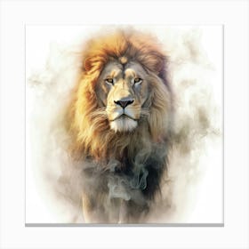 Lion In Smoke Canvas Print
