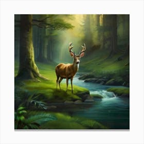 Deer In The Forest Canvas Print