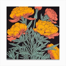 Marigold 3 Pop Art Illustration Square Canvas Print