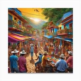 Street Market In Mexico 1 Canvas Print