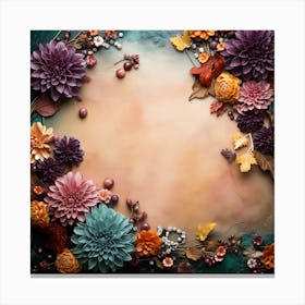 Autumn Flowers On A Green Background Canvas Print