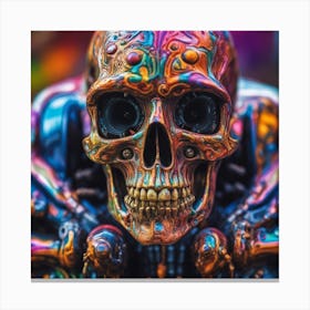 Psychedelic Biomechanical Freaky Scelet Car From Another Dimension With A Colorful Background Canvas Print