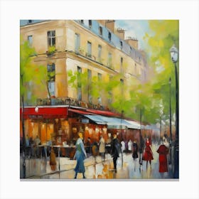 Paris Cafe.City of Paris. Cafes. Passersby, sidewalks. Oil colours.23 Canvas Print