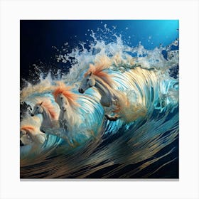 Firefly Wild Stream, Huge Wave, Spray, Transparent, Water Horses, Dynamic, Powerful, Natural, Ethere (8) Canvas Print