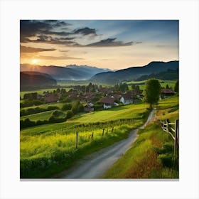 Tour Tourism Europa Field Small Town Community Village Agriculture Idylli Traditional Tranq Canvas Print