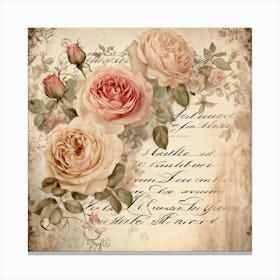 Bouquet Of Vintage Roses Illustration For Romantic Invitation Cards And Love Letters Detailed Sepi (6) Canvas Print