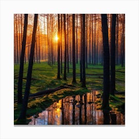 Sunrise In The Forest 31 Canvas Print