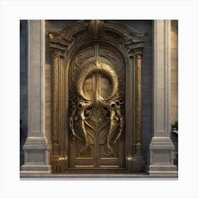 Christmas Decoration On Home Door Sf Intricate Artwork Masterpiece Ominous Matte Painting Movie (4) Canvas Print