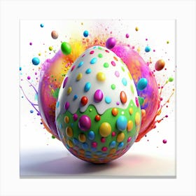 Colorful Easter Egg With Confetti And Paint Splatter Canvas Print