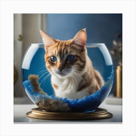 Cat In Fish Bowl 8 Canvas Print
