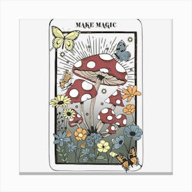 Make Magic Fungal & Floral Tarot Card Canvas Print