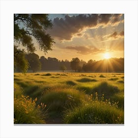 Sunrise In The Meadow Canvas Print