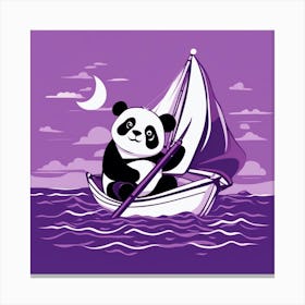 Journey Of Panda On The Purple Sea Canvas Print