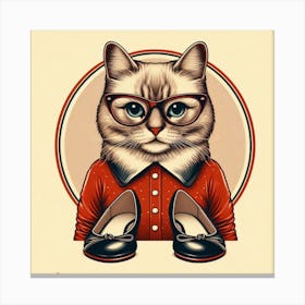 Cat In Glasses 4 Canvas Print