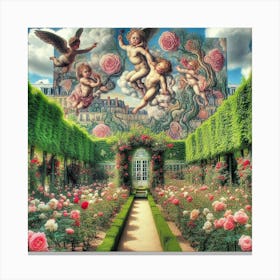 Angels In The Garden 4 Canvas Print