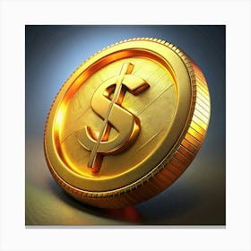 Golden Coin With Dollar Sign Canvas Print