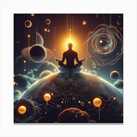 Meditation Man In Space Canvas Print