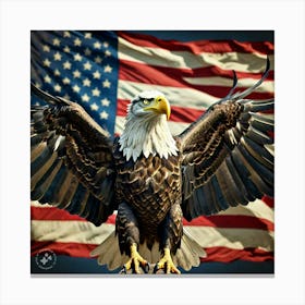 A Muscular Bald Eagle With Powerful Wings Canvas Print