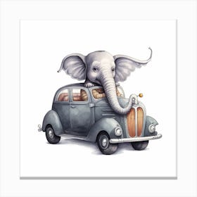 Elephant In A Car Canvas Print