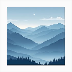 Misty mountains background in blue tone 100 Canvas Print