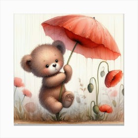 Teddy Bear With Umbrella 1 Canvas Print