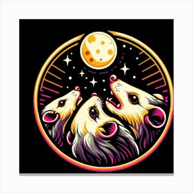 Opossums In The Moonlight Canvas Print