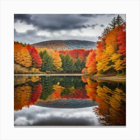 Autumn Trees Reflected In A Lake Canvas Print