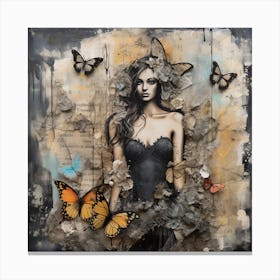 'The Girl With Butterflies' 1 Canvas Print