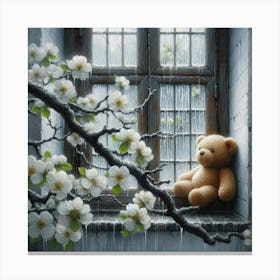 Teddy Bear In The Window 1 Canvas Print