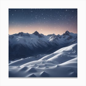 Snowy Mountains At Night 2 Canvas Print