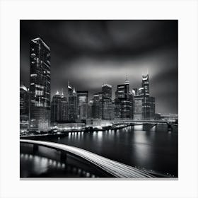 Hong Kong City At Night Canvas Print