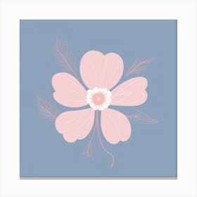 A White And Pink Flower In Minimalist Style Square Composition 616 Canvas Print