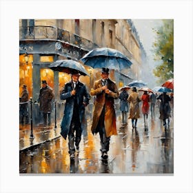 Paris Street Rainy Day Painting (16) Canvas Print