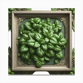 Frame Created From Basil On Edges And Nothing In Middle Trending On Artstation Sharp Focus Studio (4) Canvas Print